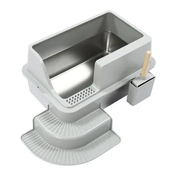 Open Cat Litter Box Stainless Steel and Abs