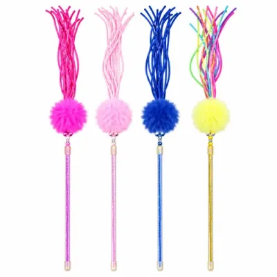 Teaser Wand with Pom-Pom, Cords & Bell Assorted Colors for Cat