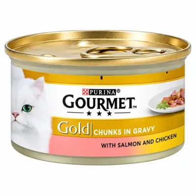 Purina Gourmet Gold with Chunk Salmon & Chicken in Gravy Adult Cat Wet Food 85 g