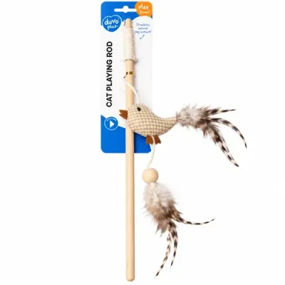 Duvo Plus Bird with Feathers Teaser Wand Cat Toy