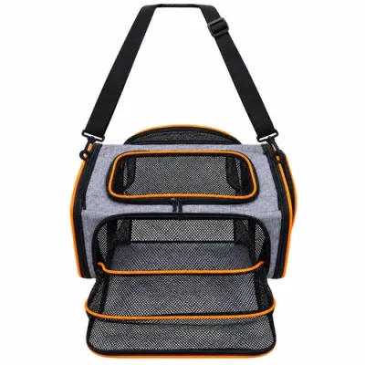 Double-Sided Expandable Carry Bag with Mesh Windows for Cat & Dog