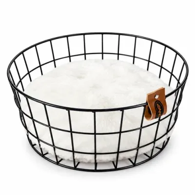 Caviar Round Metal Open Basket with Cushion for Cat 35 x 35 x 15 cm