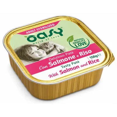 Oasy Natural with Pate Salmon & Rice Sterilised Adult Cat Wet Food 100 g