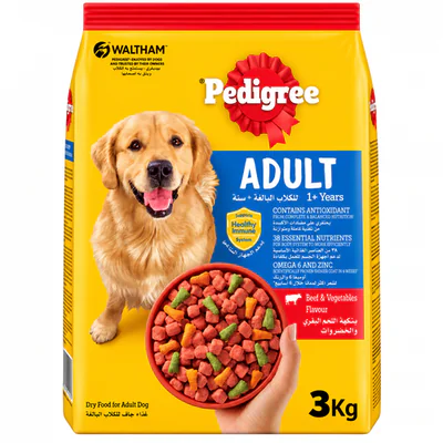 Pedigree with Beef & Vegetables Adult Dog Dry Food 3 kg