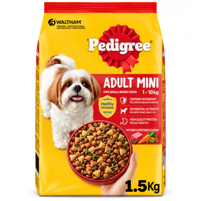 Pedigree with Beef & Lamb & Vegetables Mini Adult Dog Dry Food 1.5 kg