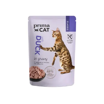 بريما كات بط في صلصة بالغ كات طعام رطب 85 جم