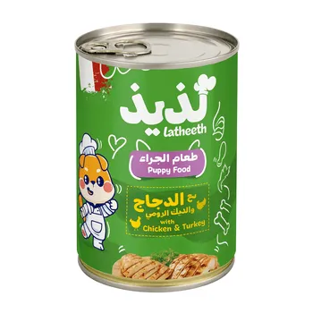 لاتيث دجاج مع باتيه ديك رومي طعام رطب للجراء 400 جم