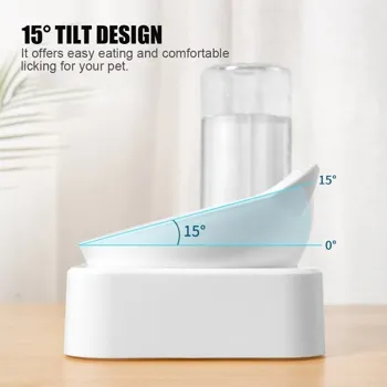 Double Bowl with Water Feeder Rectangular Base for Cat & Dog - 3