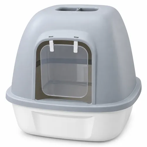 Enclosed Litter Box with Transparent Swing Door for Cat