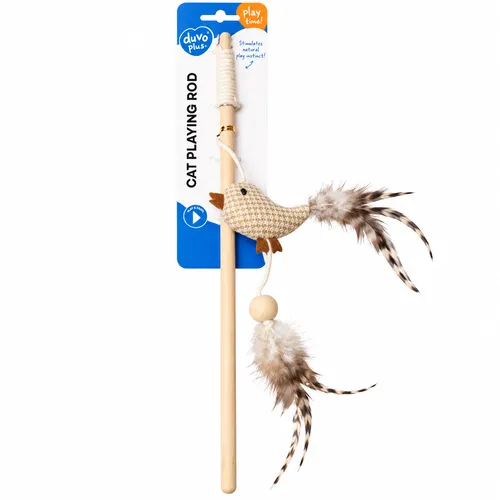 Duvo Plus Bird with Feathers Teaser Wand Cat Toy