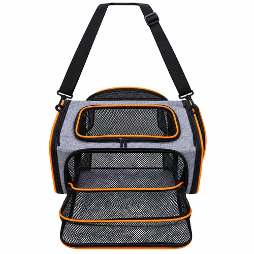 Double-Sided Expandable Carry Bag with Mesh Windows for Cat & Dog