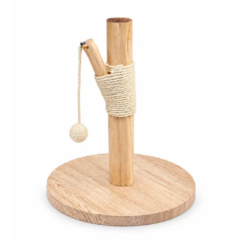 Scratcher Post Natural Wood with Ball for Cat