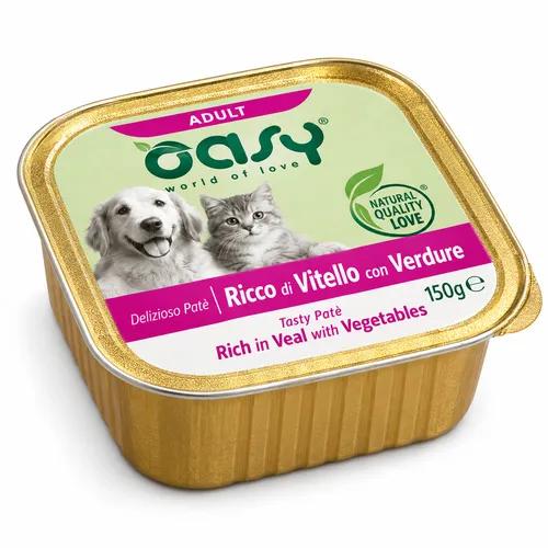 Oasy  Natural with Pate Veal with Vegetables Adult Dog Wet Food 150 g