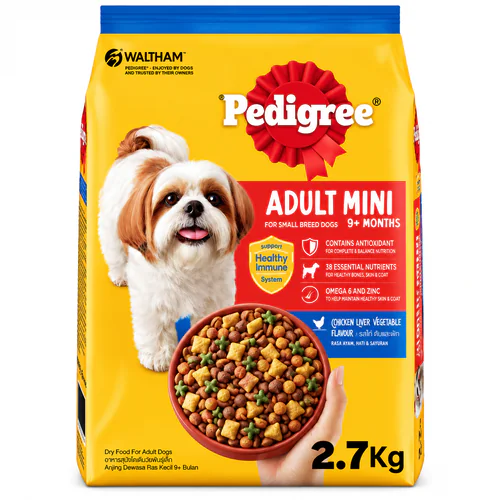 Pedigree with Chicken & Liver & Vegetables Mini Adult Dog Dry Food 2.7 kg
