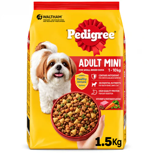 Pedigree with Beef & Lamb & Vegetables Mini Adult Dog Dry Food 1.5 kg