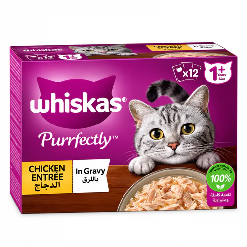 Whiskas Purfectly with Chicken in Gravy Adult Cat Wet Food 85g for Each Pack of 12